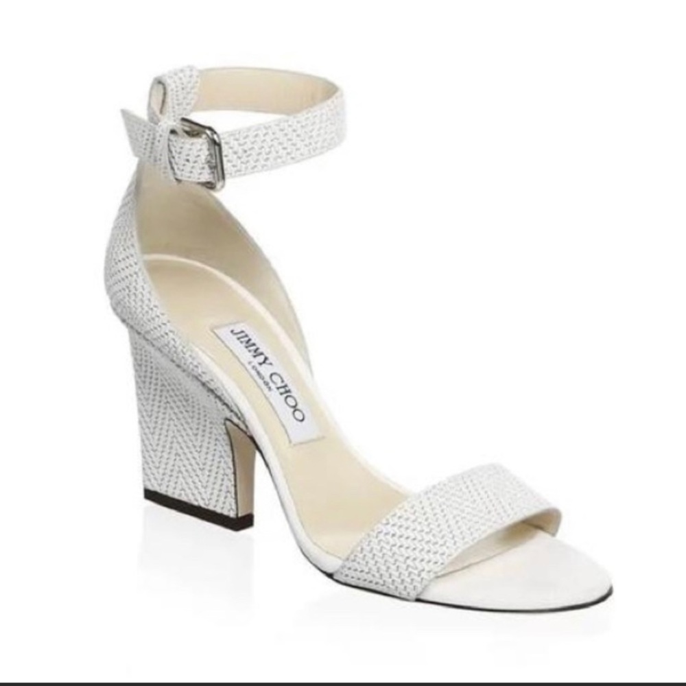 Jimmy Choo Edina 85 Block Heel Leather Sandals